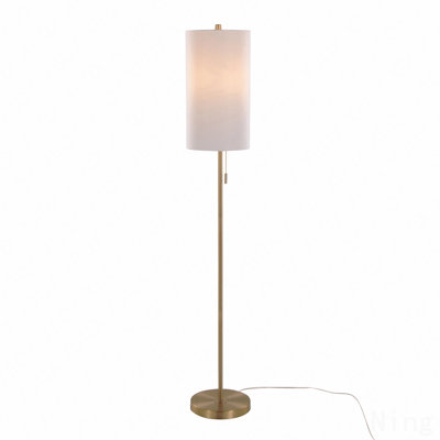 Lampe sur pied contemporaine 62 po en métal doré avec abat-jour en lin blanc de Grandview Gallery par Lumisource