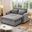 Canapé-lit convertible 61,6 po en chenille moderne avec dossier ajustable, 2 coussins, porte-gobelets, ports USB pour le salon, un appartement-249307102