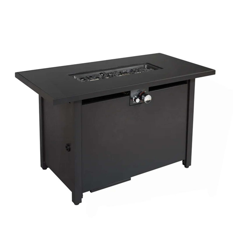 Table de foyer d'extérieur en acier avec couvercle H 25 po x l 42 po