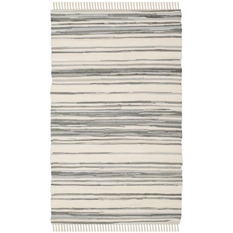 Fales Rag Rug Hand Woven Cotton Abstract Rug, Rectangle 4' x 6'