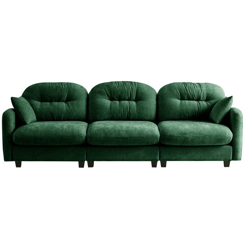 Three - Seater With Soft Chenille Fabric, Ergonomic Design And Cushions For Bedroom Or Living Room Modular In Chenille, Featuring Seating Use