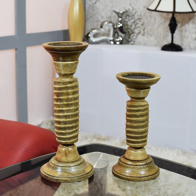 Ensemble de chandelles de table en bois 2 pièces