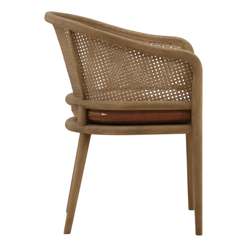 Camile Dining Chair Beige, Rust Cushion