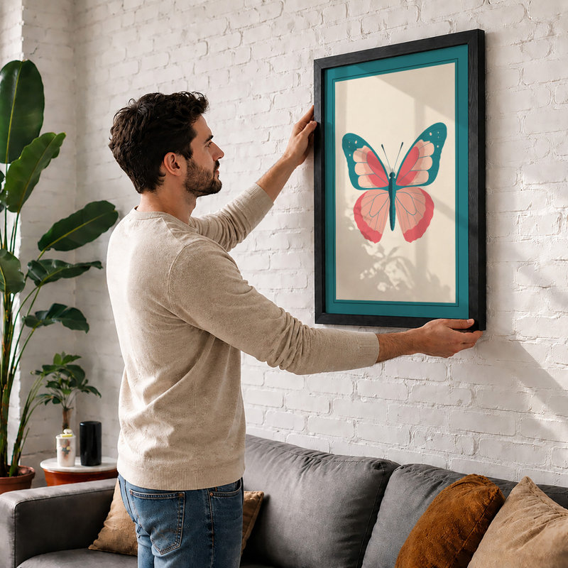 Geometric Butterfly Botanical - Framed Print, Unframed, A1 - 84.1 x 59.4 cm