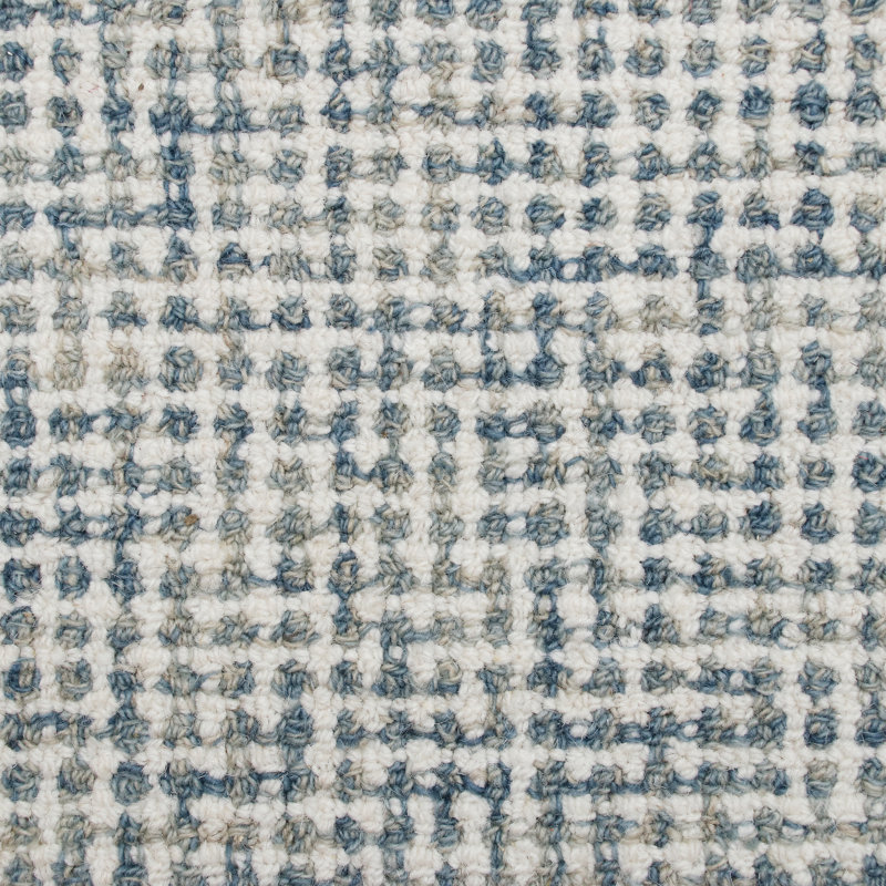 Tapis abstrait touffeté à la main Abstract, Rond 8 pi, Bleu sarcelle / crème