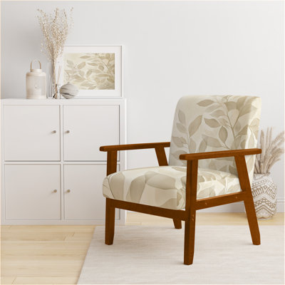 Leaves Upholstered Chair - Brown Autumn Botanical Leaves II Arm Chair