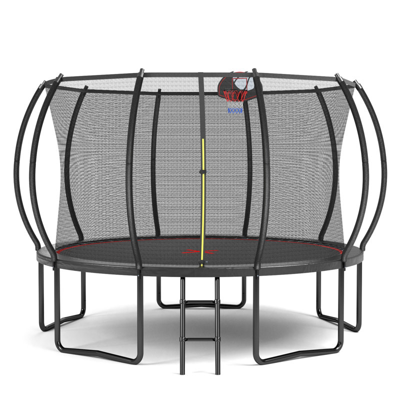 12Ft Trampoline Pumpkin- Ladder-Black Red