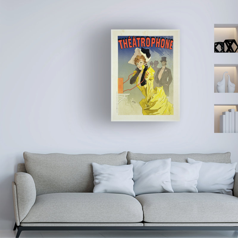 «Jules Cheret Reproduction of a Theatrophone», art sur toile de 1890, H 24 po x l 18 po