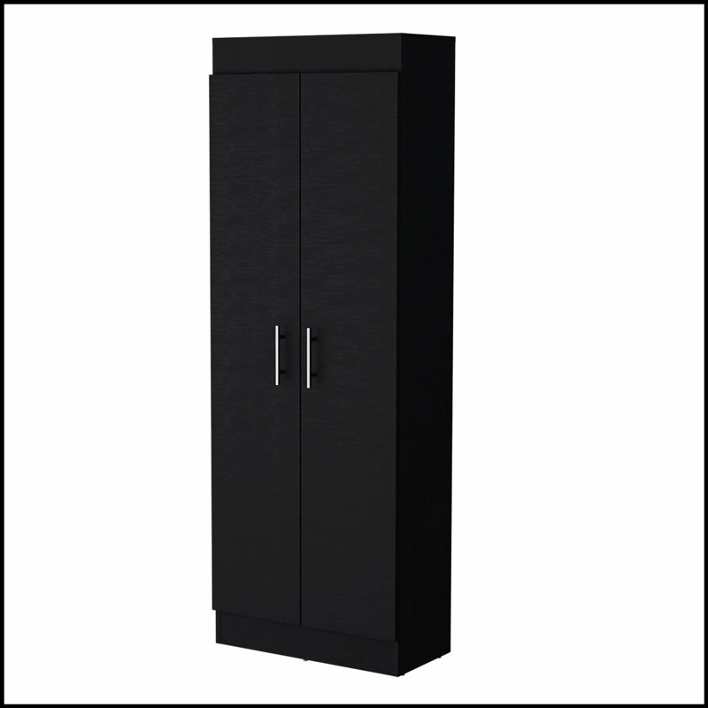 Garde-manger noir à 5 tablettes avec beaucoup d'espace et une fabrication durable pour les cuisines organisées, Noir