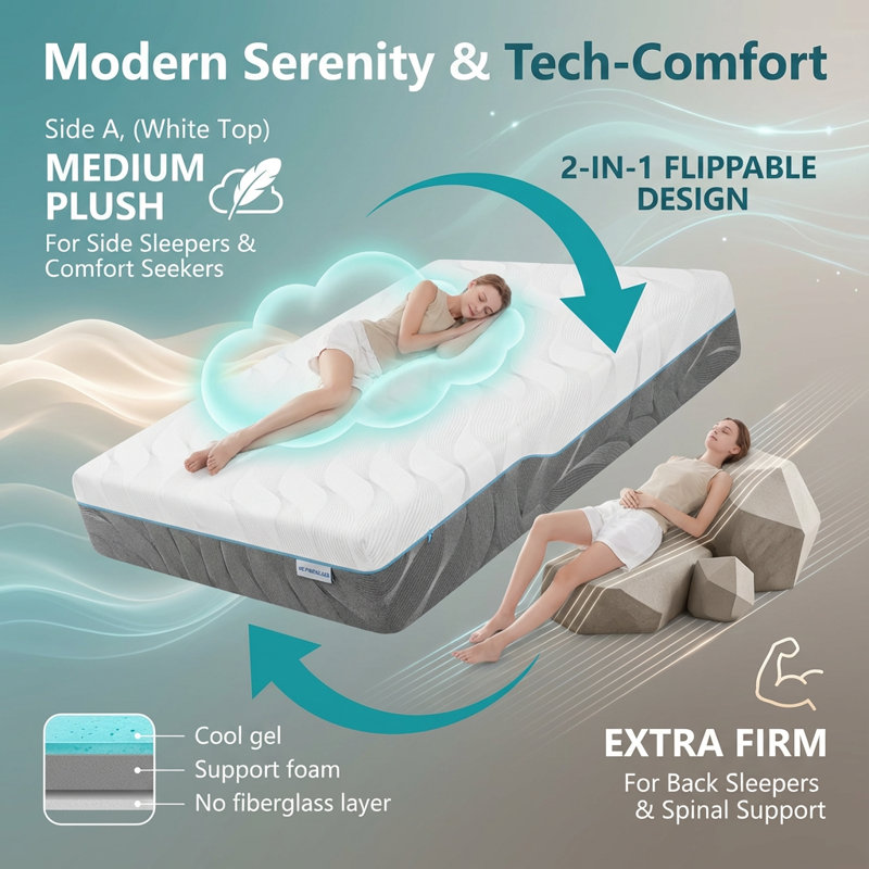 Firm Flippable Mattress – Dual-Side Comfort For Back Pain Relief, 10", Queen
