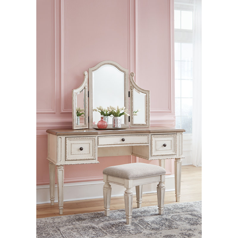 Coiffeuse et miroir avec tabouret Cytlali