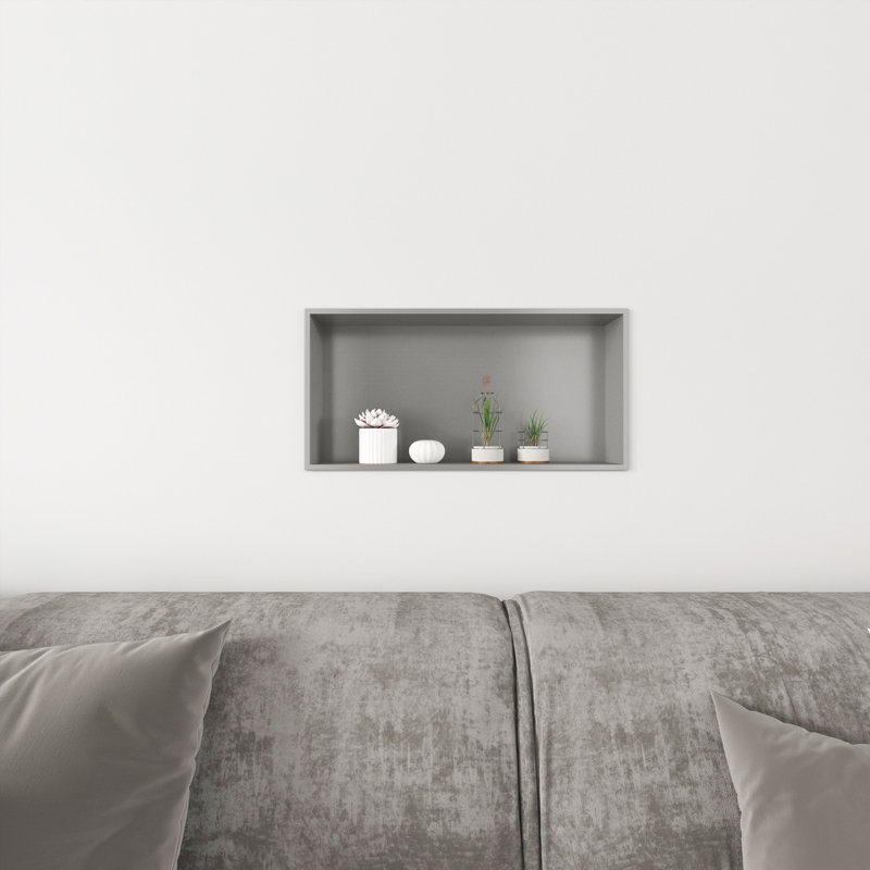 Recessed Shower Niche Stainless Steel Shower Storage, Light Gray, 10cm H x 61cm W x 30.5cm D