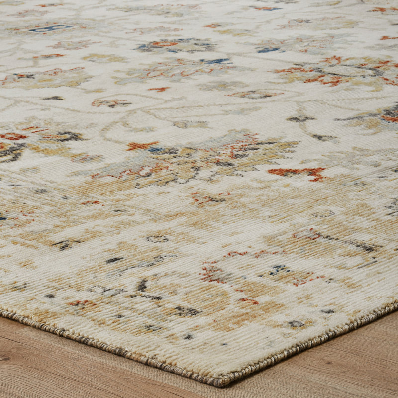 Blooma Wool Area Rug in Ivory; Beige; Rust; Navy Blue, Runner 2'6" x 12'