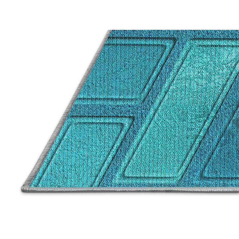 Tapis bleu tissé à la machine, Rectangle 4 pi x 6 pi