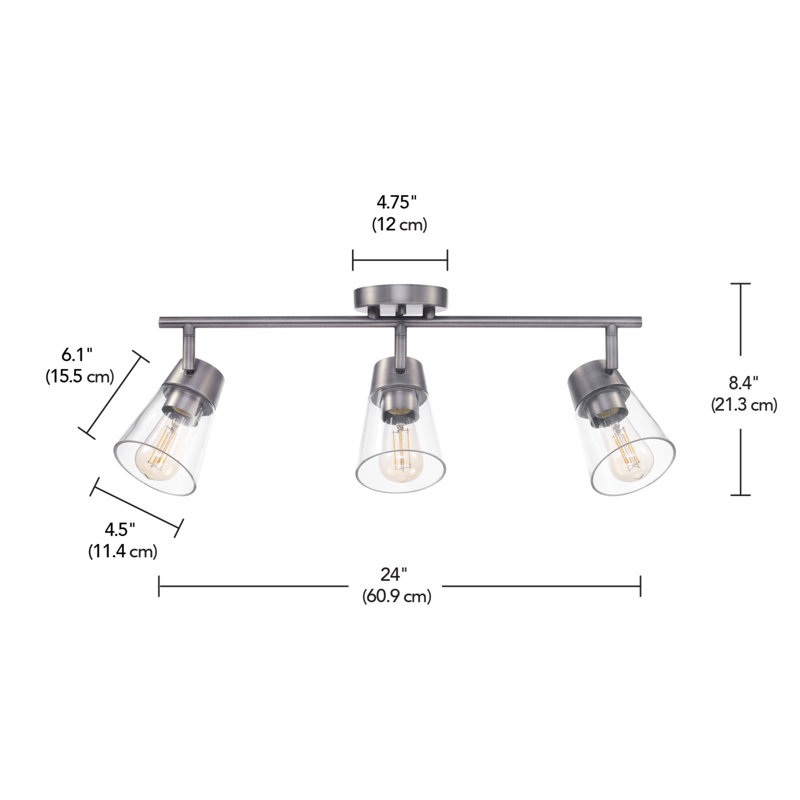 Bismark 24'' 3 -Light Fixed Track Track Kit with Dimmable and Adjustable Head