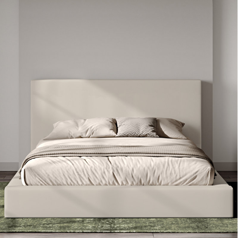 Brugal Grounded Upholstered Platform Bed Frame, Cream, King