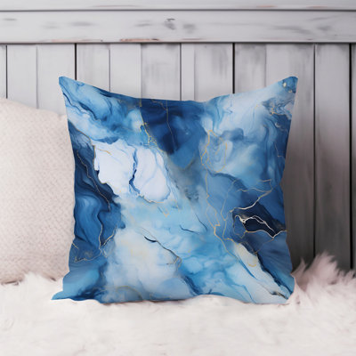 Abstract Blue Geode Marble Agate Pattern - VI Modern Throw Pillow Cover