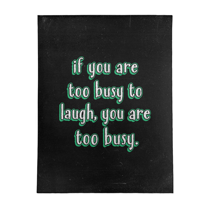 Tapis en chenille de polyester de style tableau noir «Make Time For Laughter», Rectangle 5 pi x 7 pi