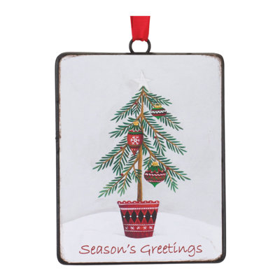 5.5'' Metal Christmas Phrases Holiday Shaped Ornament