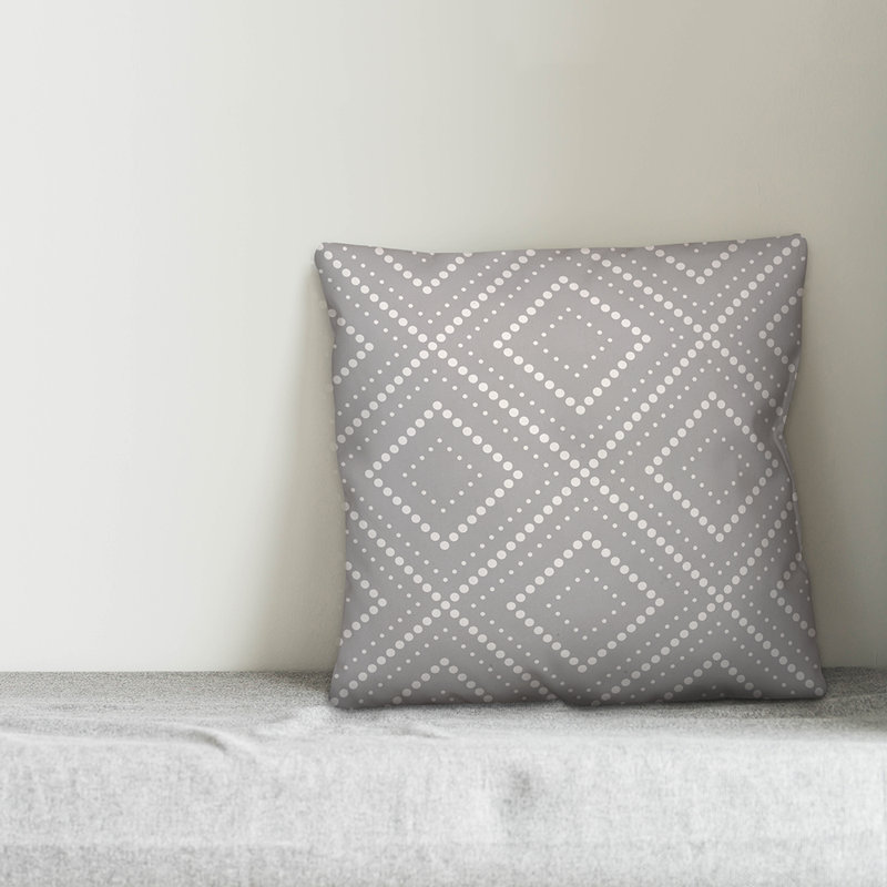  Housse de coussin carré à pois, 16 po x 1 po, Gris, Pas de bourre