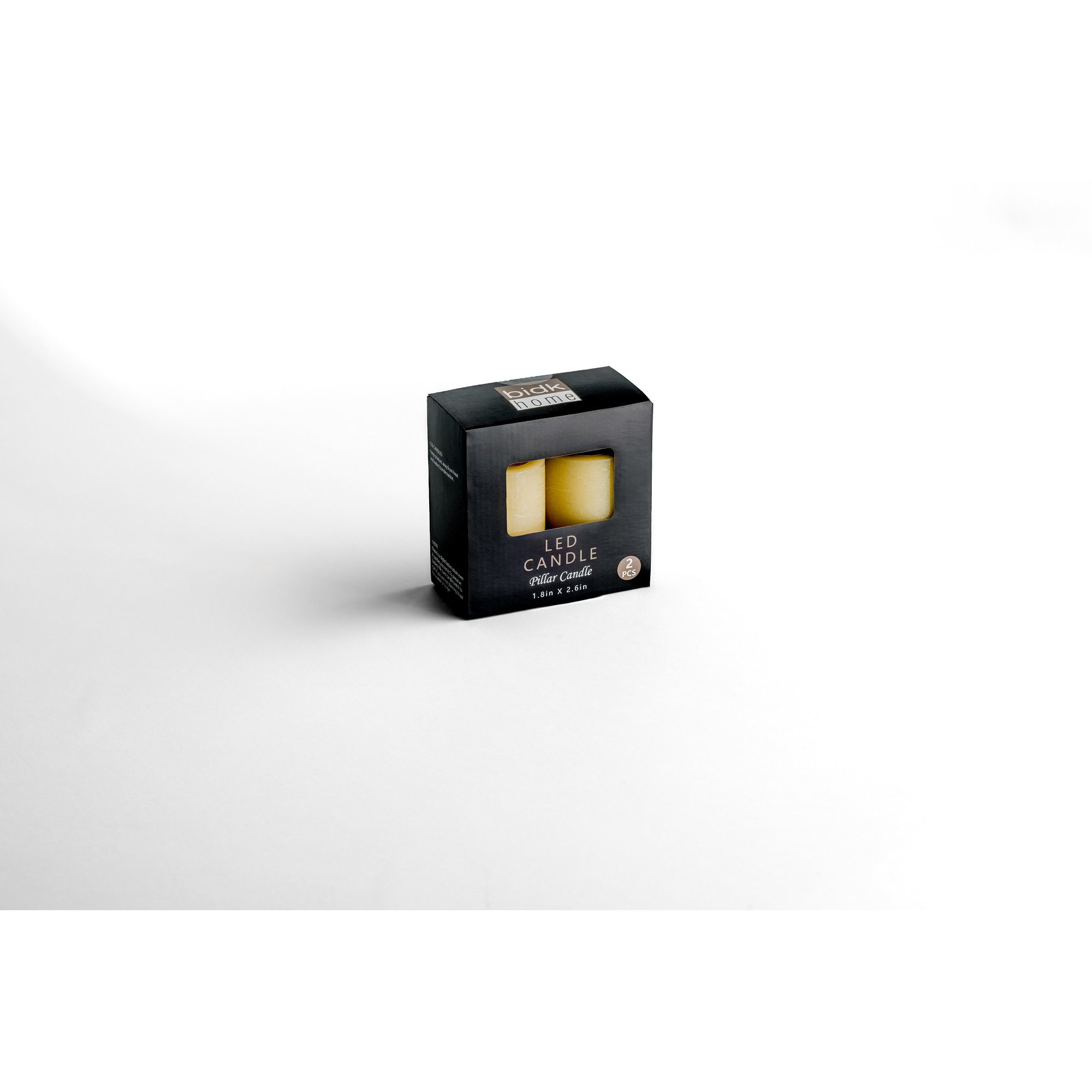 2 Pc Set Flameless Pillar Candle, Yellow