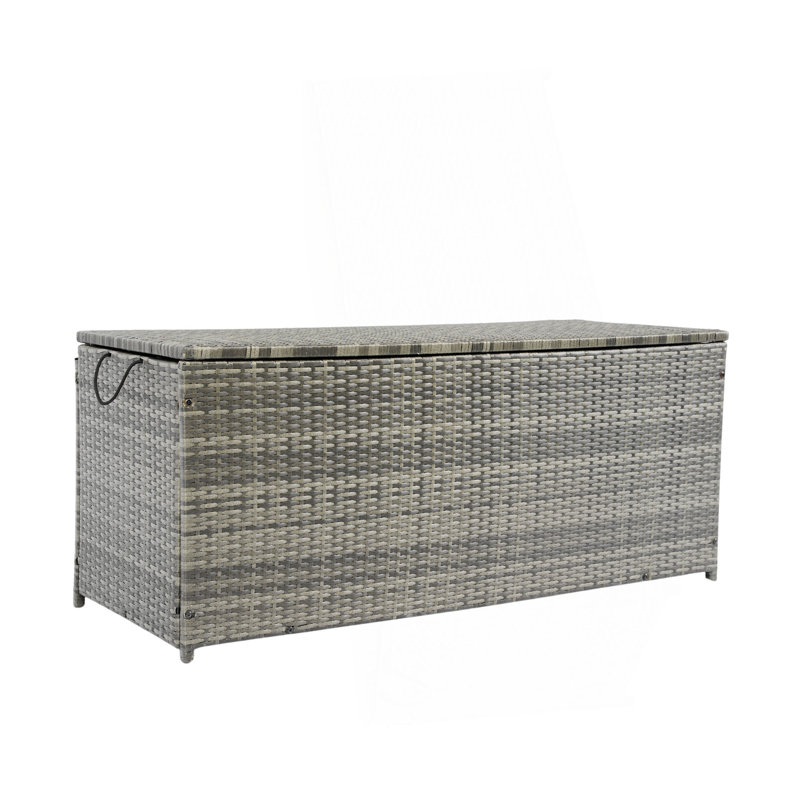 Outdoor Storage Box, 113 Gallon Wicker Patio Deck Boxes With Lid, Outdoor Storage Cushion Storage For Kids Toys, Pillows, Towel Grey Wicker