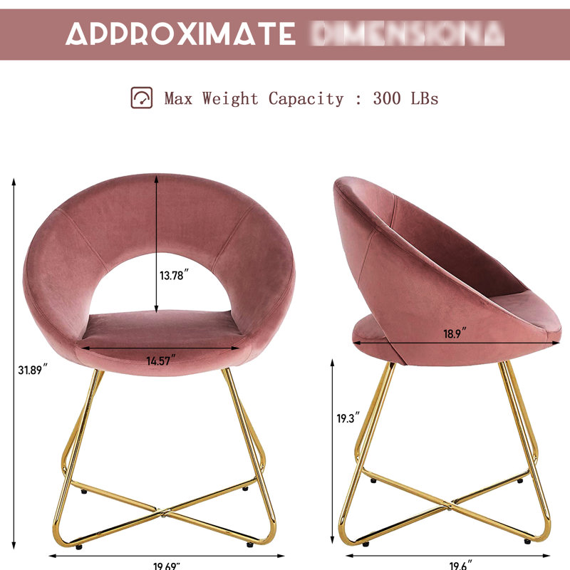 Fauteuil 2 pièces en velours rose avec cadre en métal doré pour salon Mid-Century