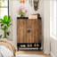 Armoire à chaussures 29,6 pouces en bois brun rustique avec portes, range-chaussures à 7 niveaux pour vestibules