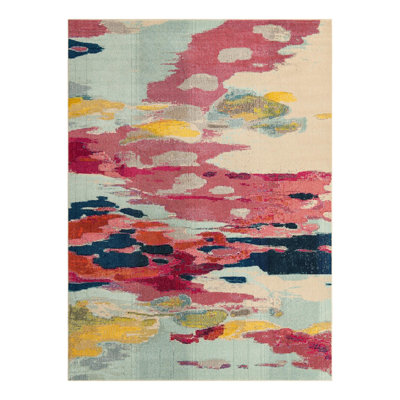 Tapis rose en polypropylène Roshan