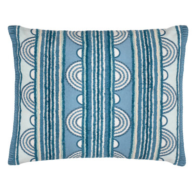 Button Embroidered Lumbar Pillow Cover