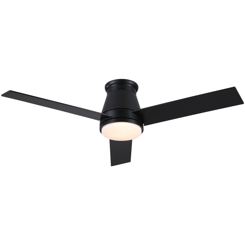 Amici Modern 48'' Flush Mount Ceiling Fan with LED Lights and Remote Control, Matte Black