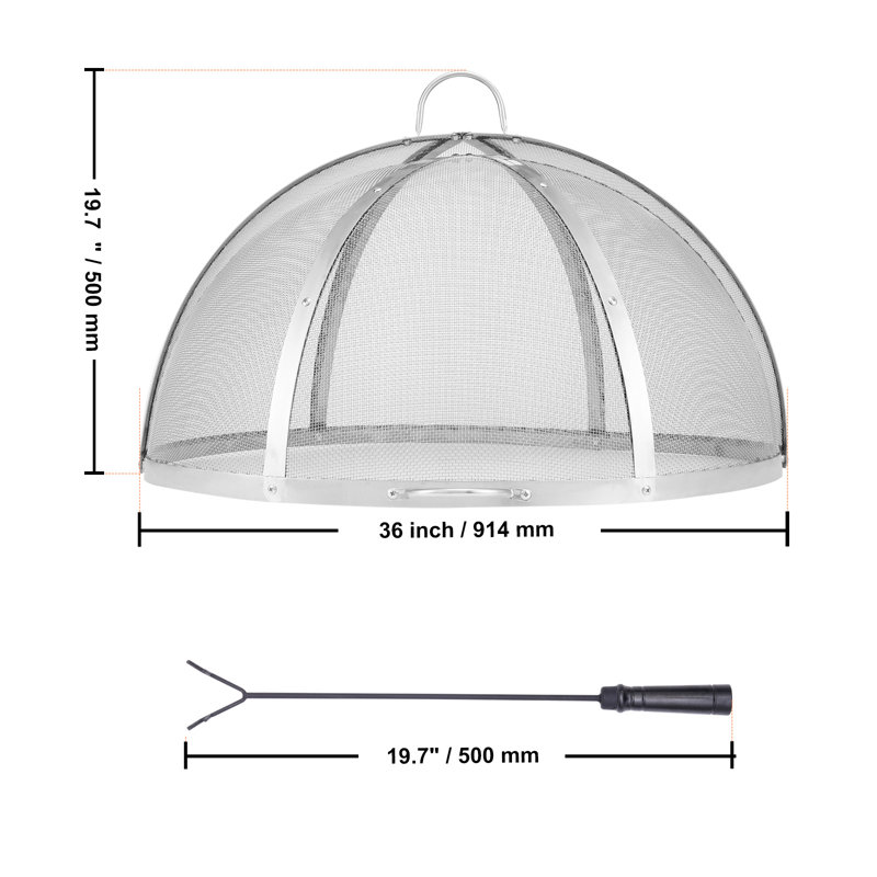 Pare-étincelles pour foyer en acier inoxydable, H 19,70 po x l 36 po x P 36 po