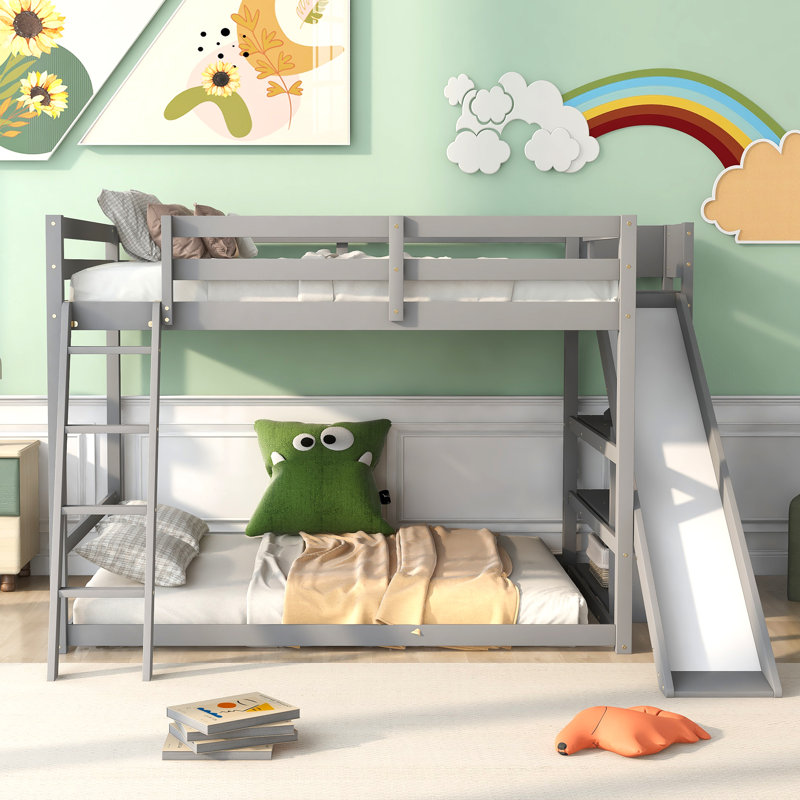 Ikeoluwa Kids Full Over Full Bunk Bed, Gray