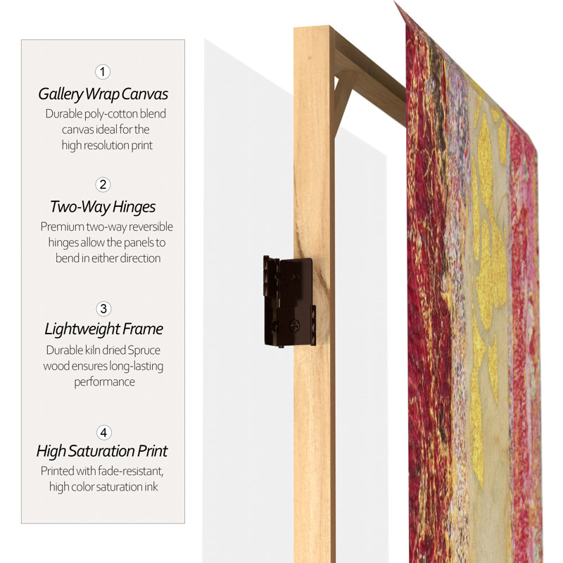 47.25'' 3 - Panel Folding Room Divider, Fire Dancer