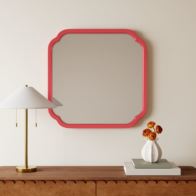 Baltic Wood Scalloped Wall Mirror, Magenta