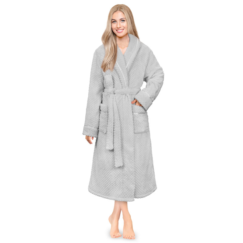 Peignoir mi-mollet 100% molleton avec poches Beerman, S, Gris clair