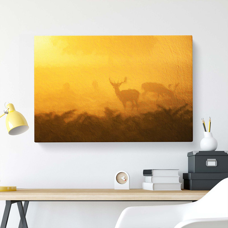 Grazing Stag Deer - Wrapped Canvas, 50cm H x 76cm W x 3cm D