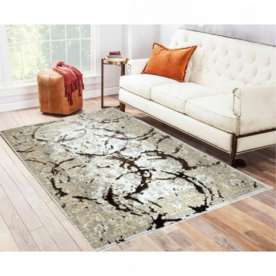 Tapis beige et gris à motif abstrait Penina