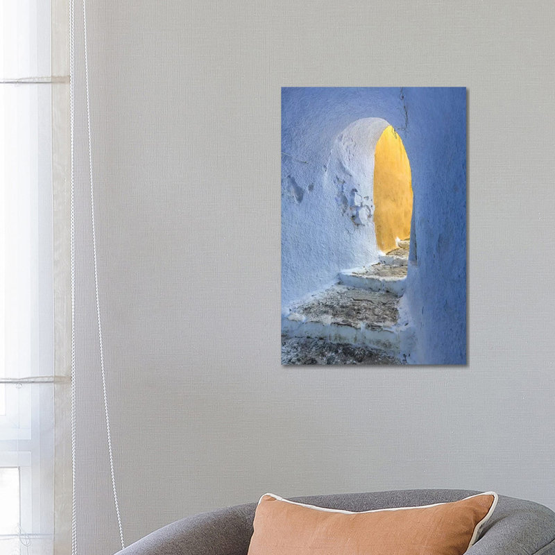 Europe, Greece, Santorini, Pyrgos. Building Passageway. 1 Piece Wrapped Canvas Wall Art