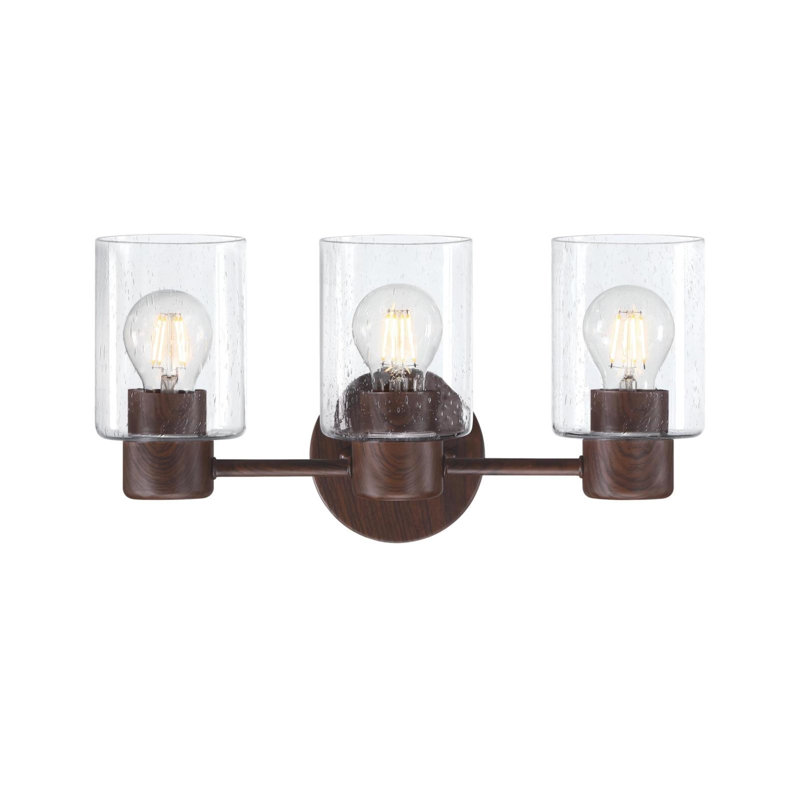 3 - Light Dimmable Vanity Light, Clear, Matte Black