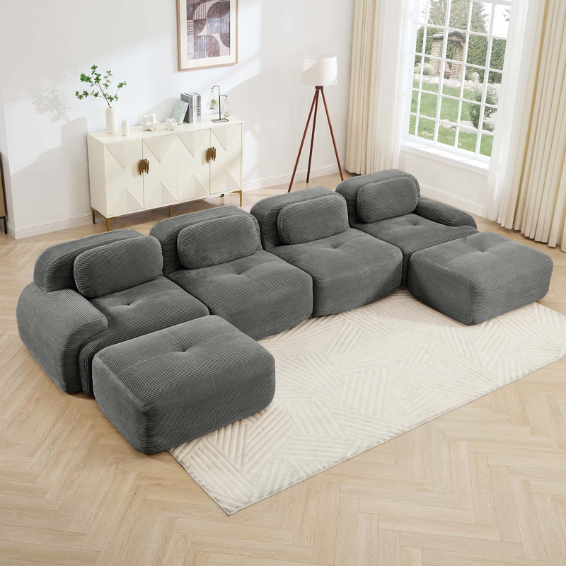 Canapés modulaires spacieux, confort en velours côtelé, design ergonomique moderne pour les salons