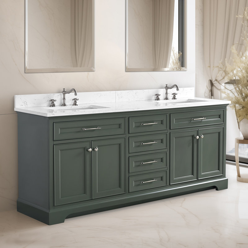 Aanayah 72" Double Bathroom Vanity Set, Vintage Green