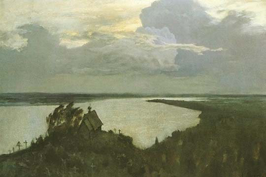 Reproduction d’art sans cadre par isaac levitan-over eternal tranquility, H 24 po x l 36 po x P 1,5 po