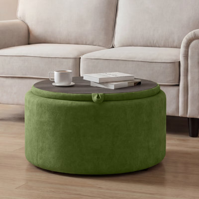 27.2'' Upholstered Round Tufted Ottoman With Storage