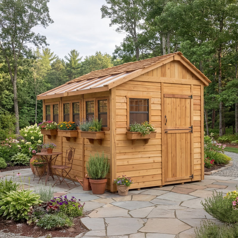8 ft. W x 12 ft. D Cedar Wood Sunshed Garden Shed