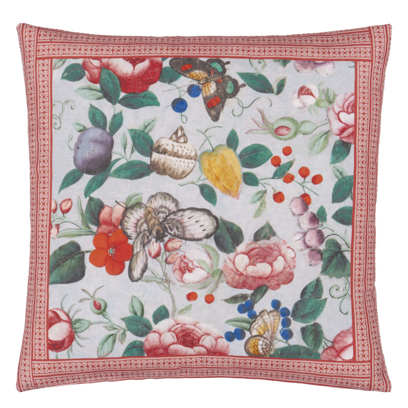 Flower Fan Sky Blue Decorative Pillow