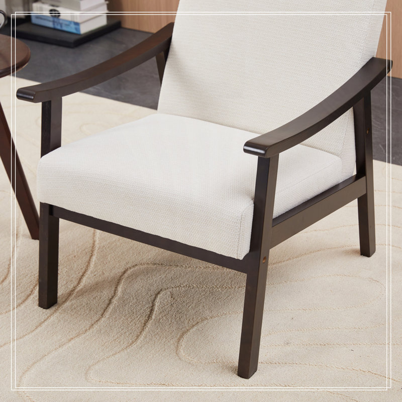 Chaise avec accoudoirs et dossier haut, Blanc ancien