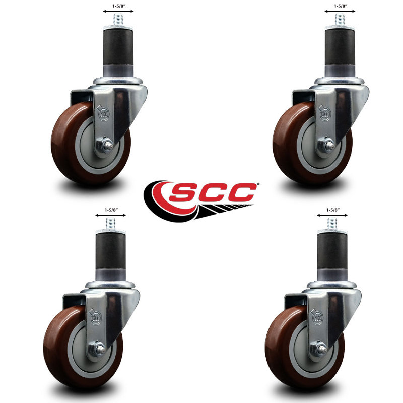 Ensemble de roulettes extensibles pivotantes Poly Poly SCC NB 3,5 po x 1-5 / 8 po, Marron