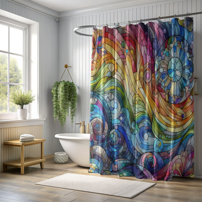 Rideau de douche en verre 1 pièce, H 74 po x l 71 po