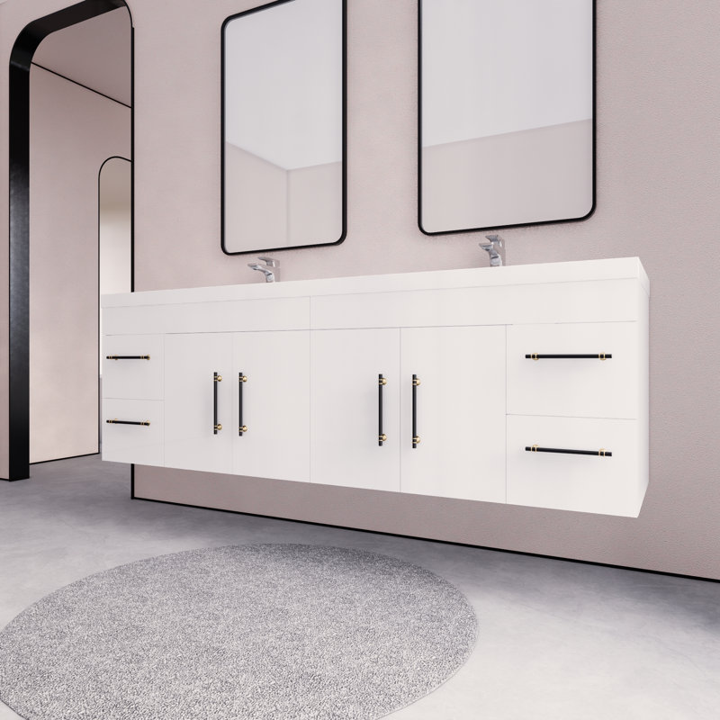 Bensley 70.86'' Double Bathroom Vanity with Acrylic Top, White